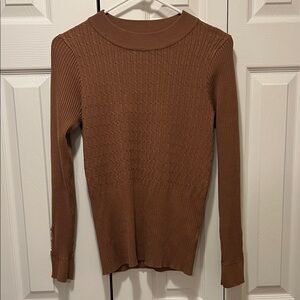 Brown Ribbed Knit Sweater